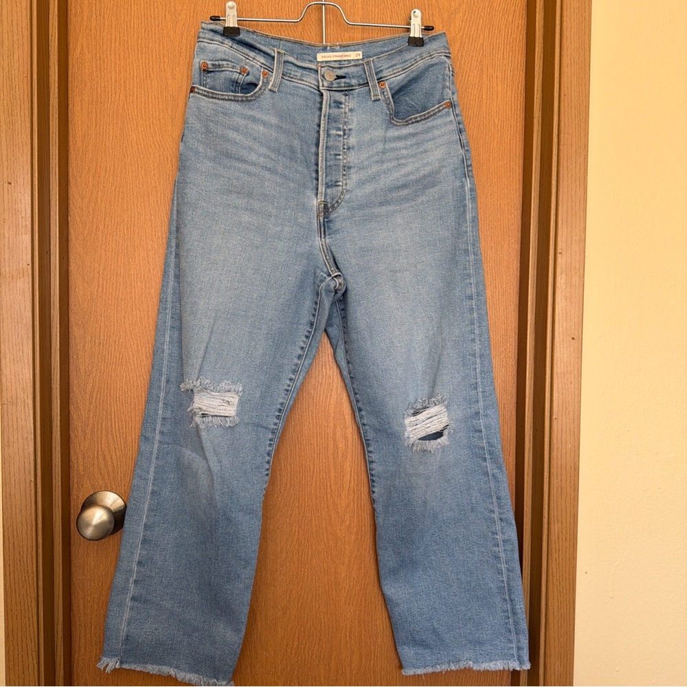 Levi's Ribcage Straight Ankle Women's Blue Denim Jeans Straight Fit. Size 29.